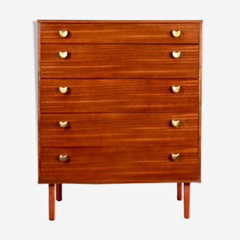 Midcentury avalon chest of drawers in teak and brass