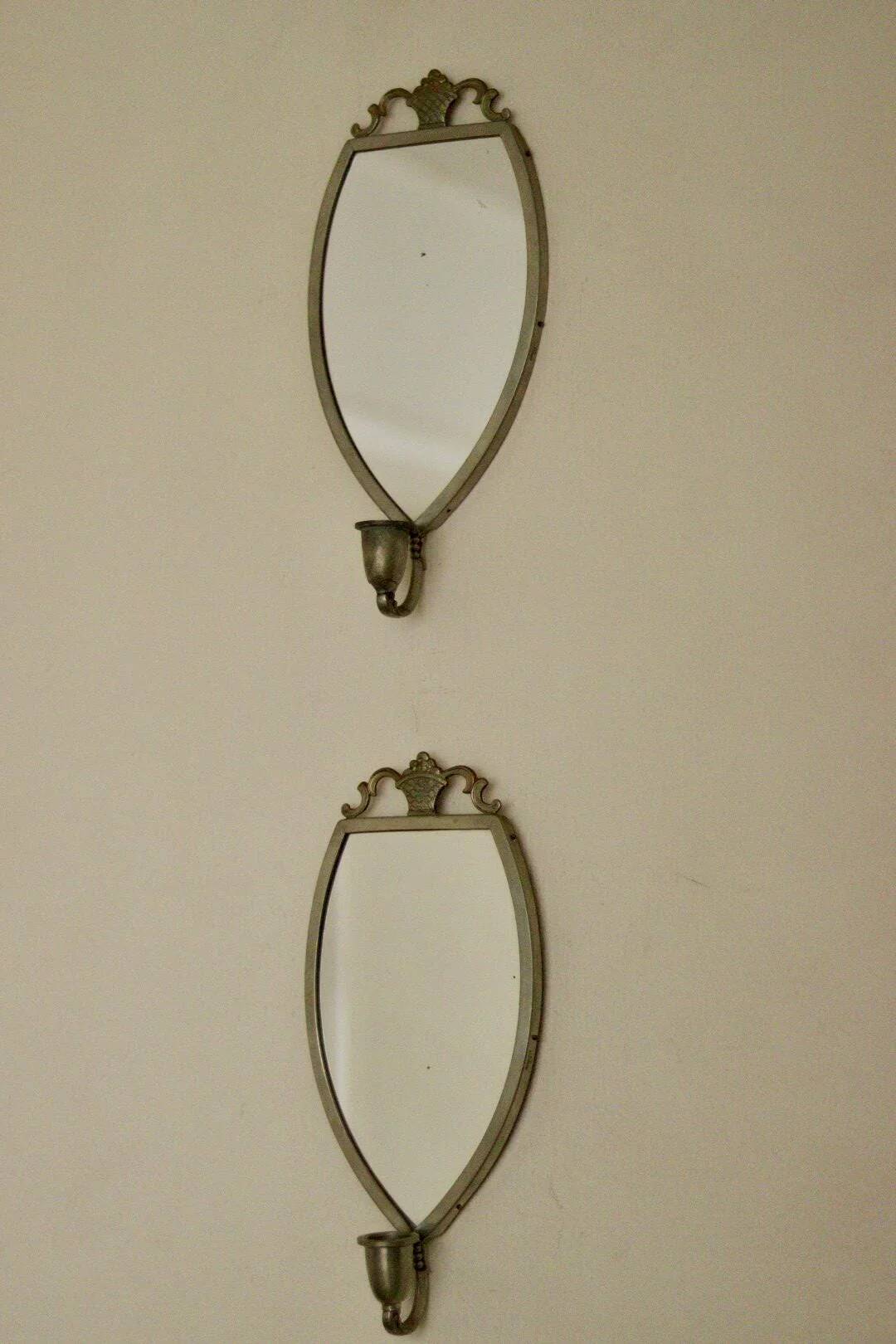 Pair of vintage mirror sconces in tin