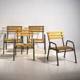 Anciennes chaises de jardin en fer jaune (c.1920). Ensemble de 4 pièces #39