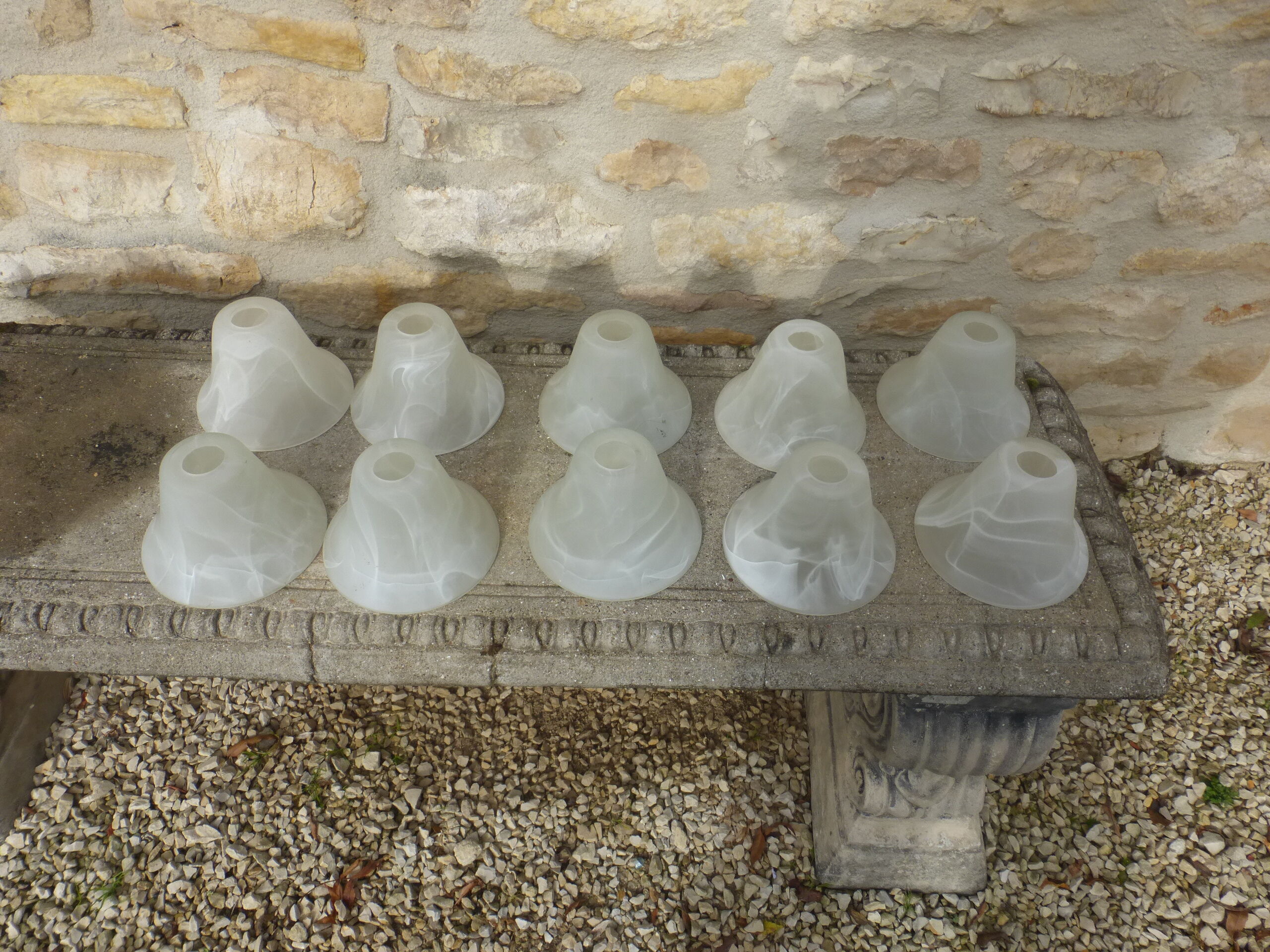 Set of Ten Vintage Glass Light shades