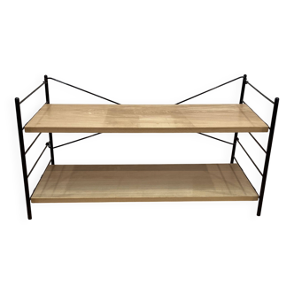 Modular metal and wood shelf, 1960s design.