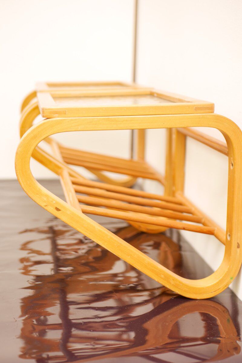 Scandinavian bentwood and glass bedside tables from Gemla, 1920s, set of 2