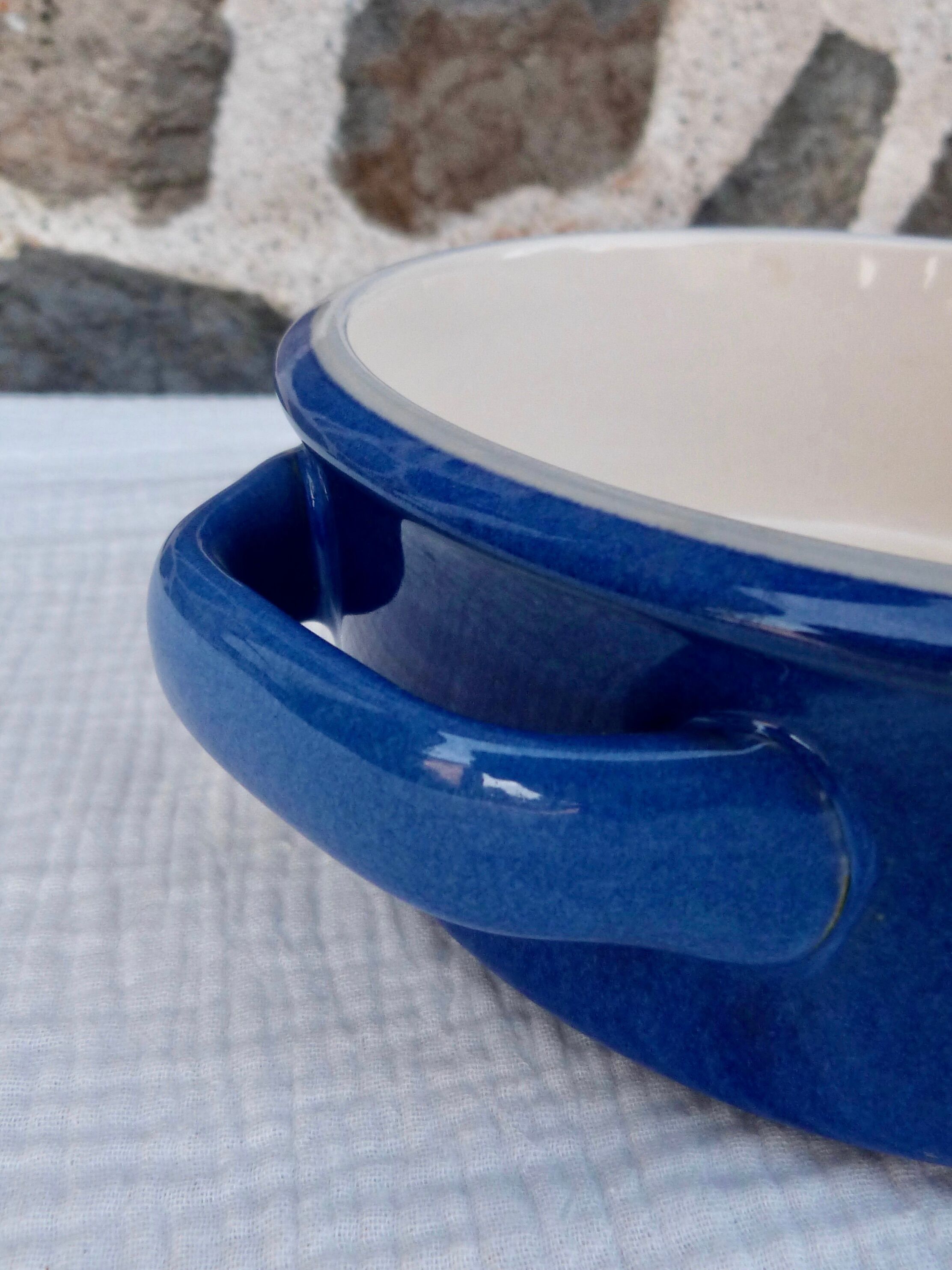 Blue and white ceramic oven dish