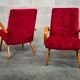 Pair of 6951 red velvet armchairs by Jaroslav Smidek for Ton
