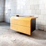 Bedroom in winked maple and fabric by Giovanni Offredi for Saporiti Italia 1970s