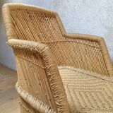 Honeycombed chaise longue bamboo and vintage rattan
