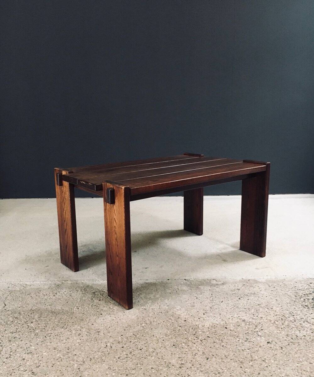Constructivist Oak Dining Table, Belgium, 1960s