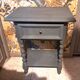Restored 1900 bedside table in solid wood painted in Gustavian grey
