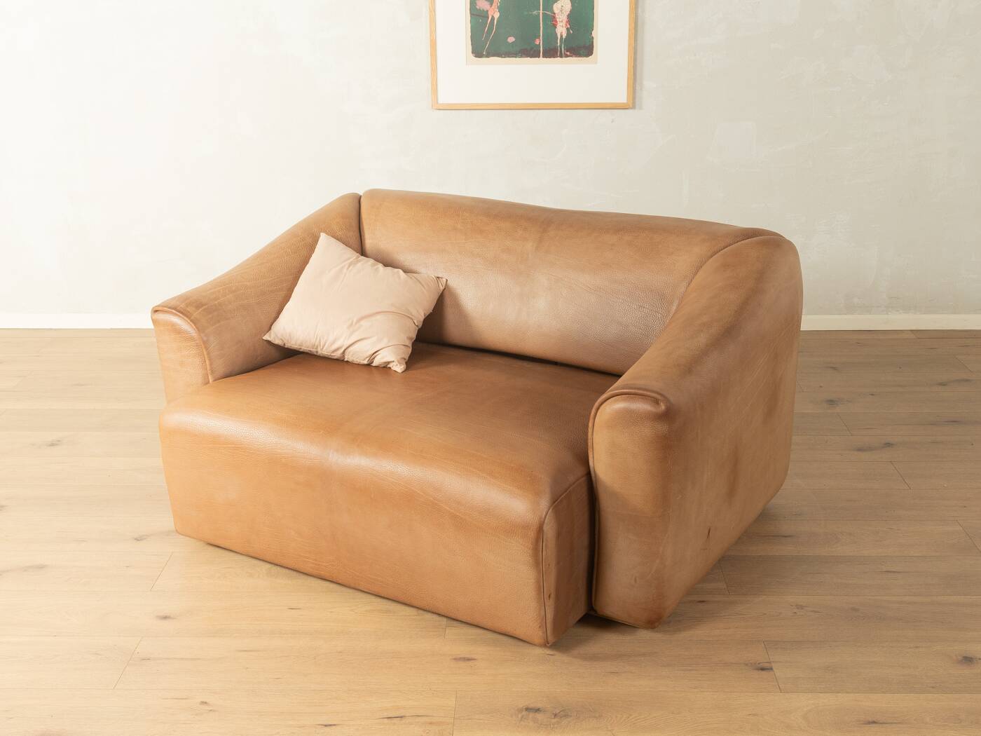 DS-47 two-seater sofa by de Sede, 1970s, natural light brown nappa leather