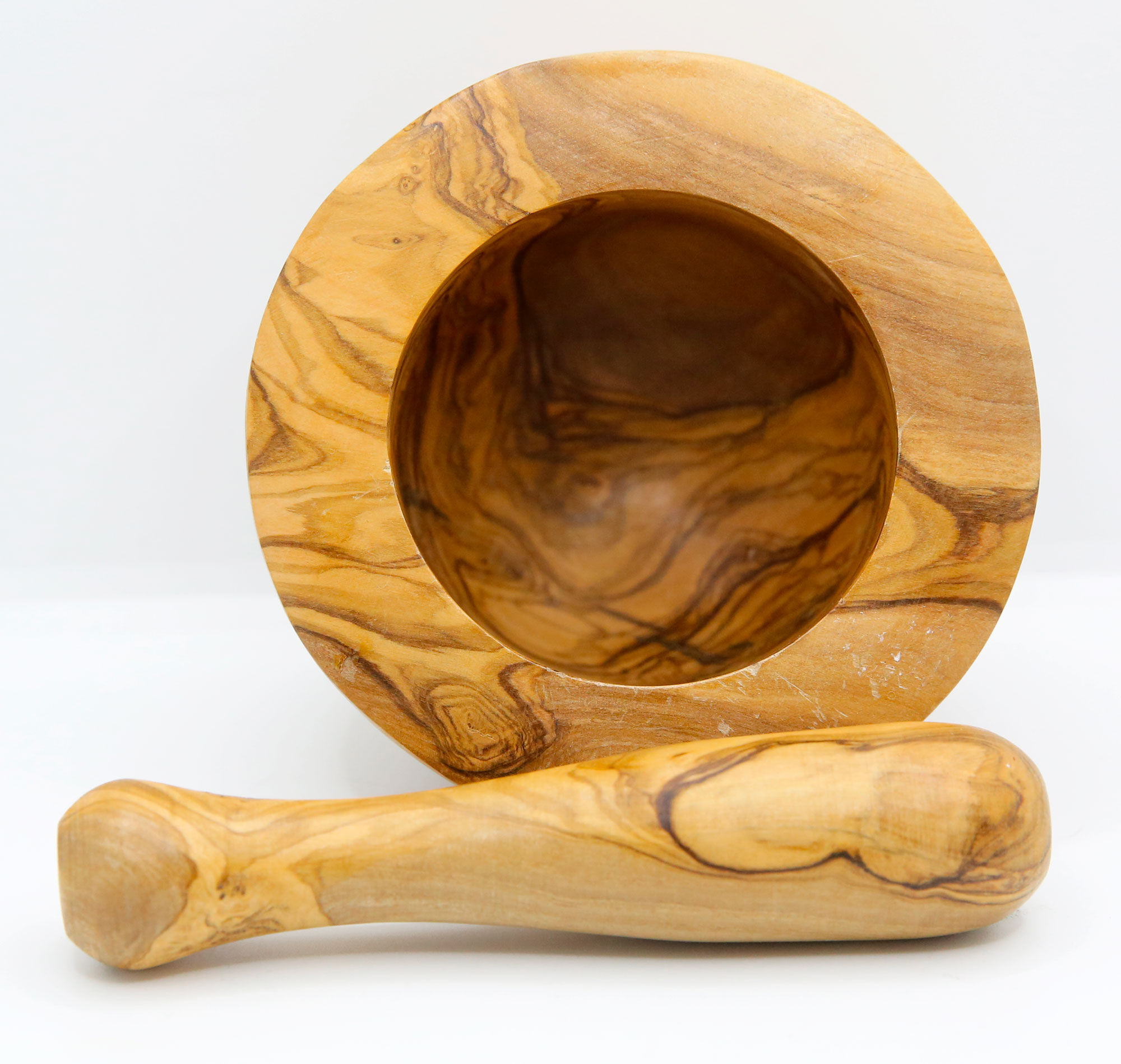 Mortier provençal et son pilon artisanaux en bois d'olivier