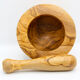 Mortier provençal et son pilon artisanaux en bois d'olivier