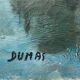 HST painting "The Canal with barges" Post impressionist signed Dumas + frame