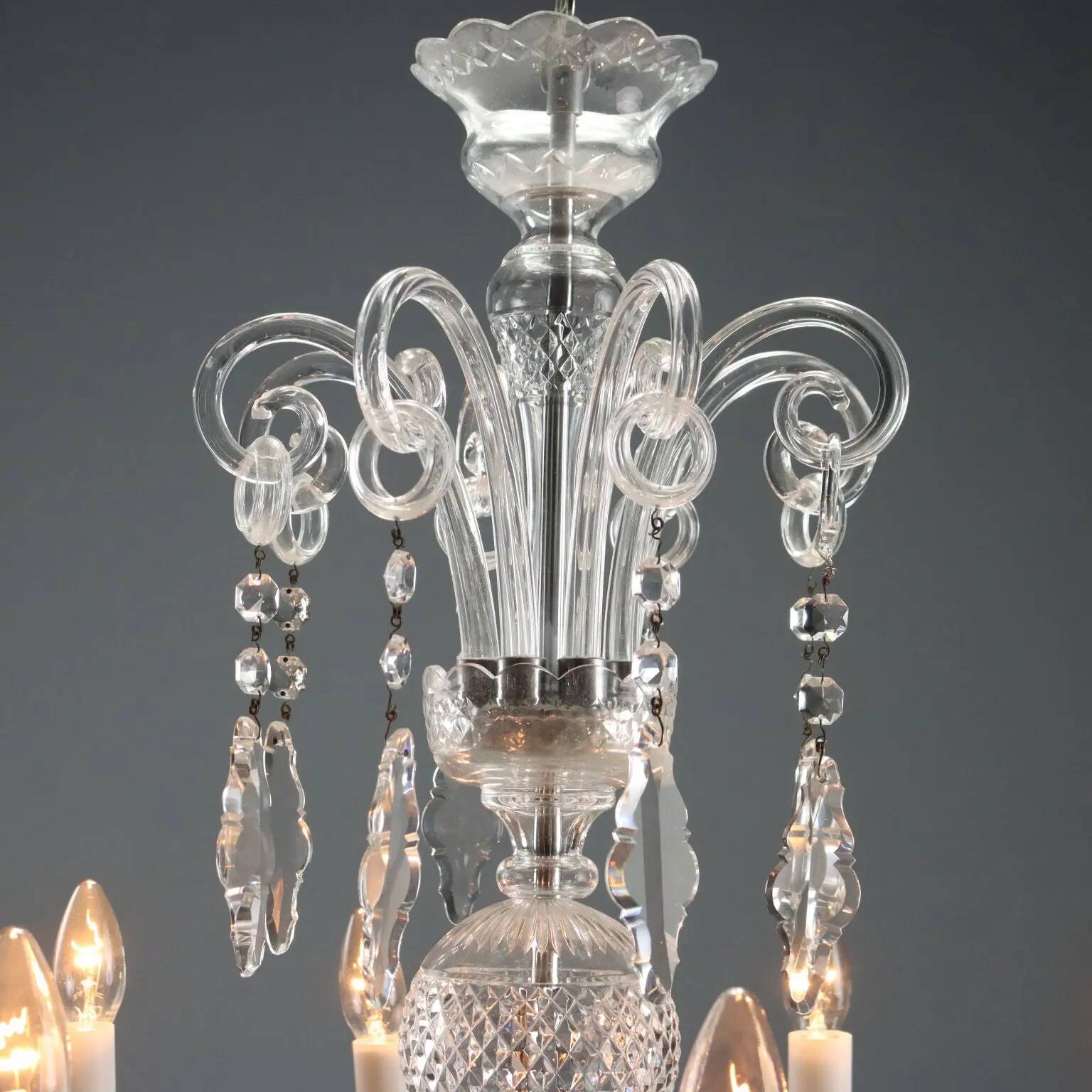 Antique Bohemian crystal chandelier with 8 lights, 20th century.