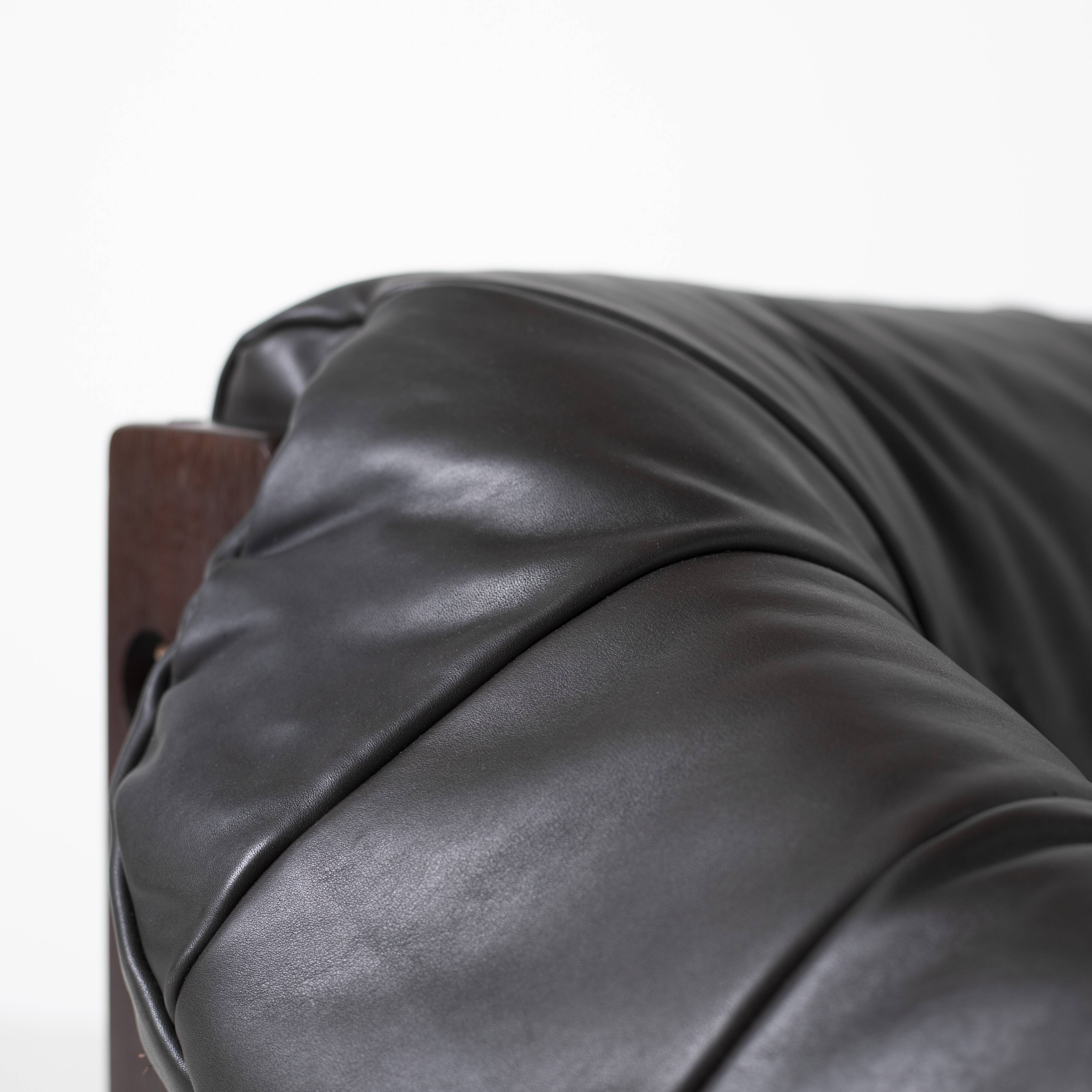 Percival Lafer loveseat Mp-97 in leather, Brazil, 1970s
