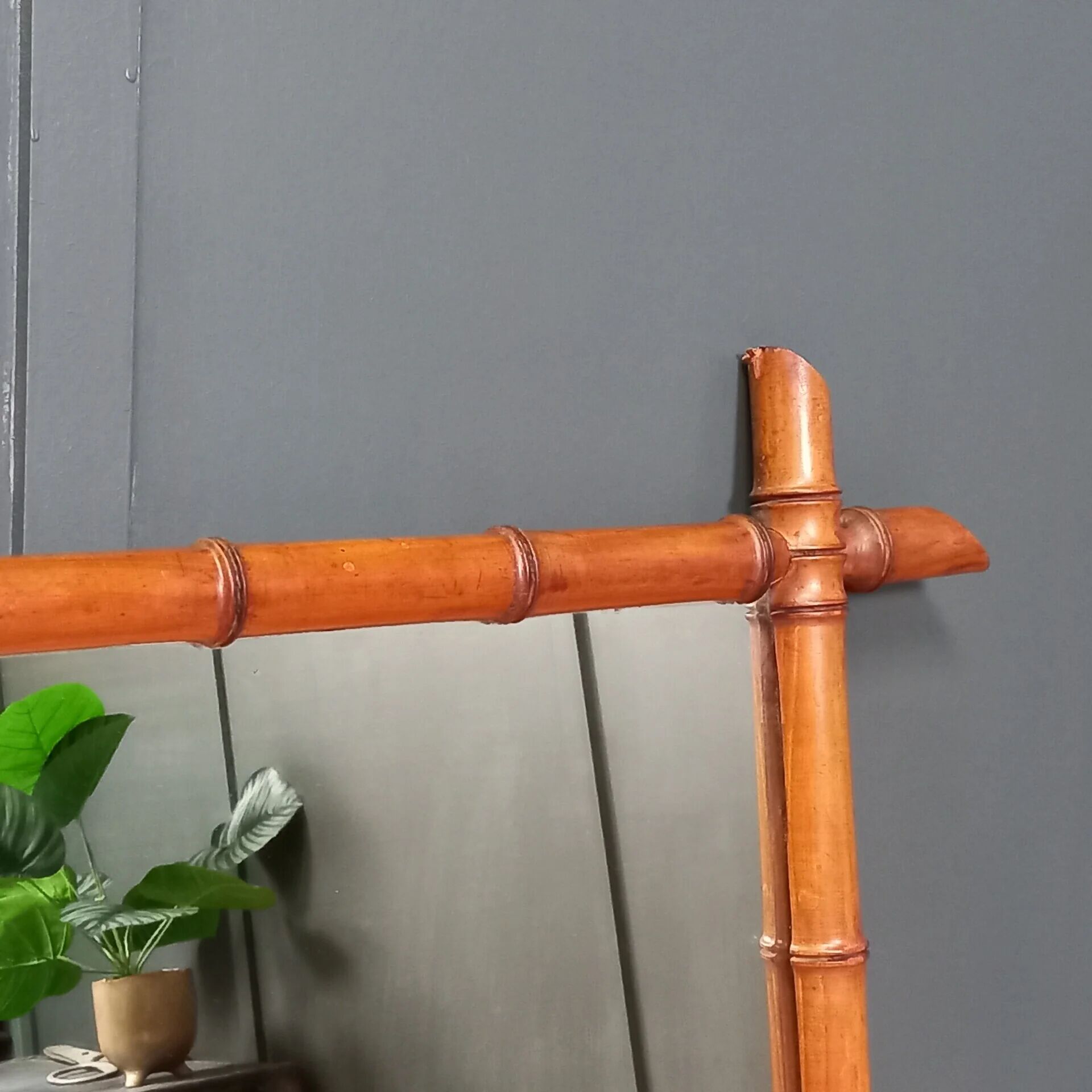 Antique faux bamboo mirror