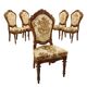Chaises anciennes umbertines en noyer avec assise rembourrée, Italie, XIXe siècle