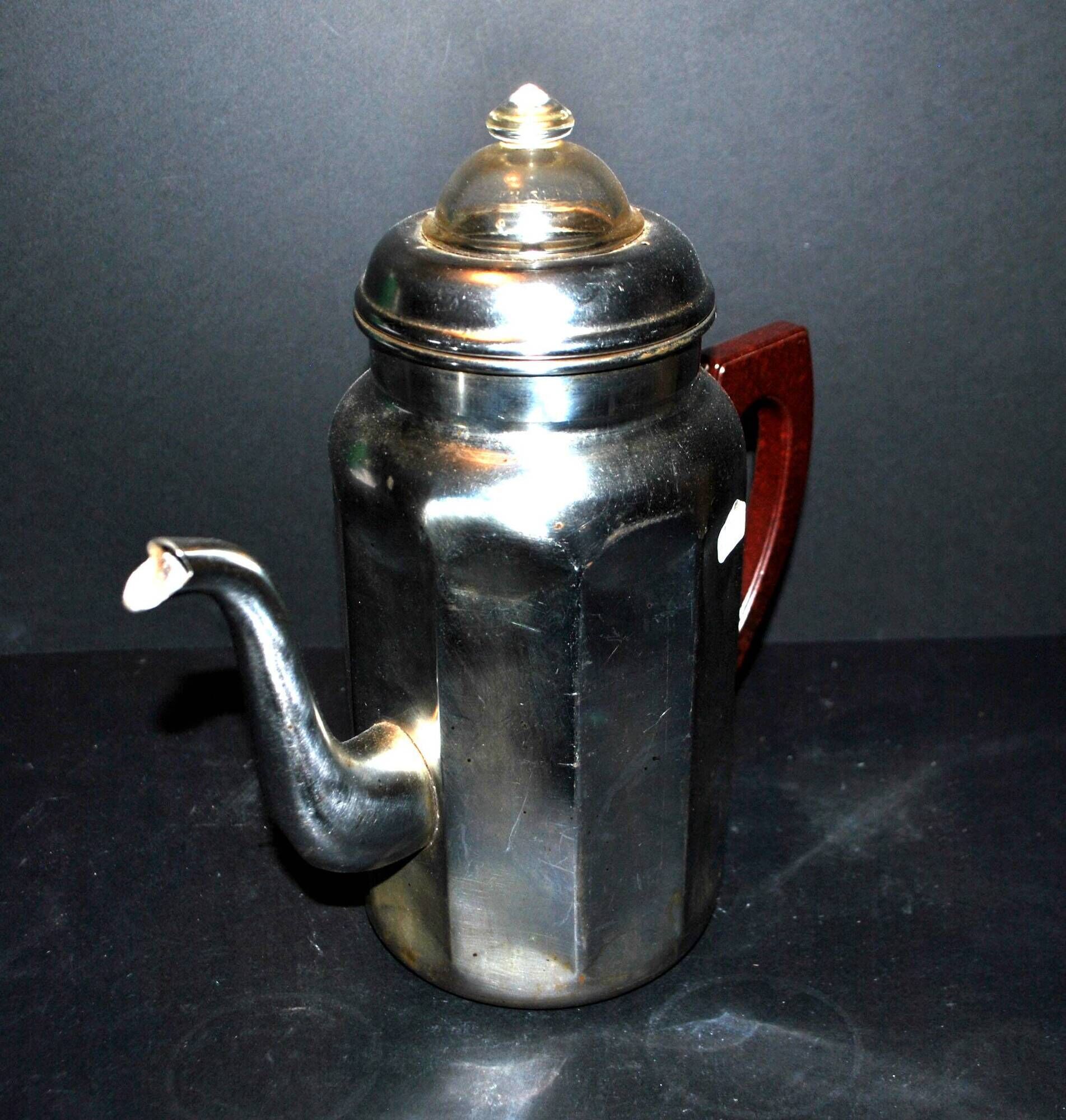 Vintage percolator coffee maker in chrome-plated copper and bakelite 1950 ADB brand