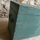 Patinated green wooden chest