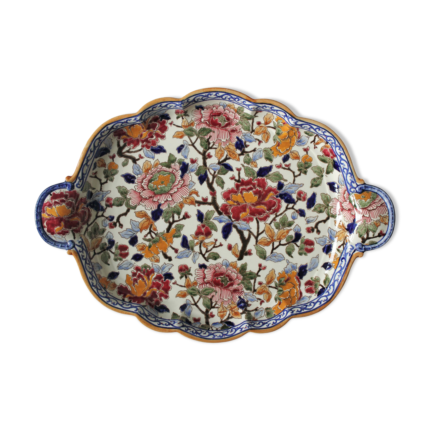 Polylobed dish Peonies earthenware of Gien