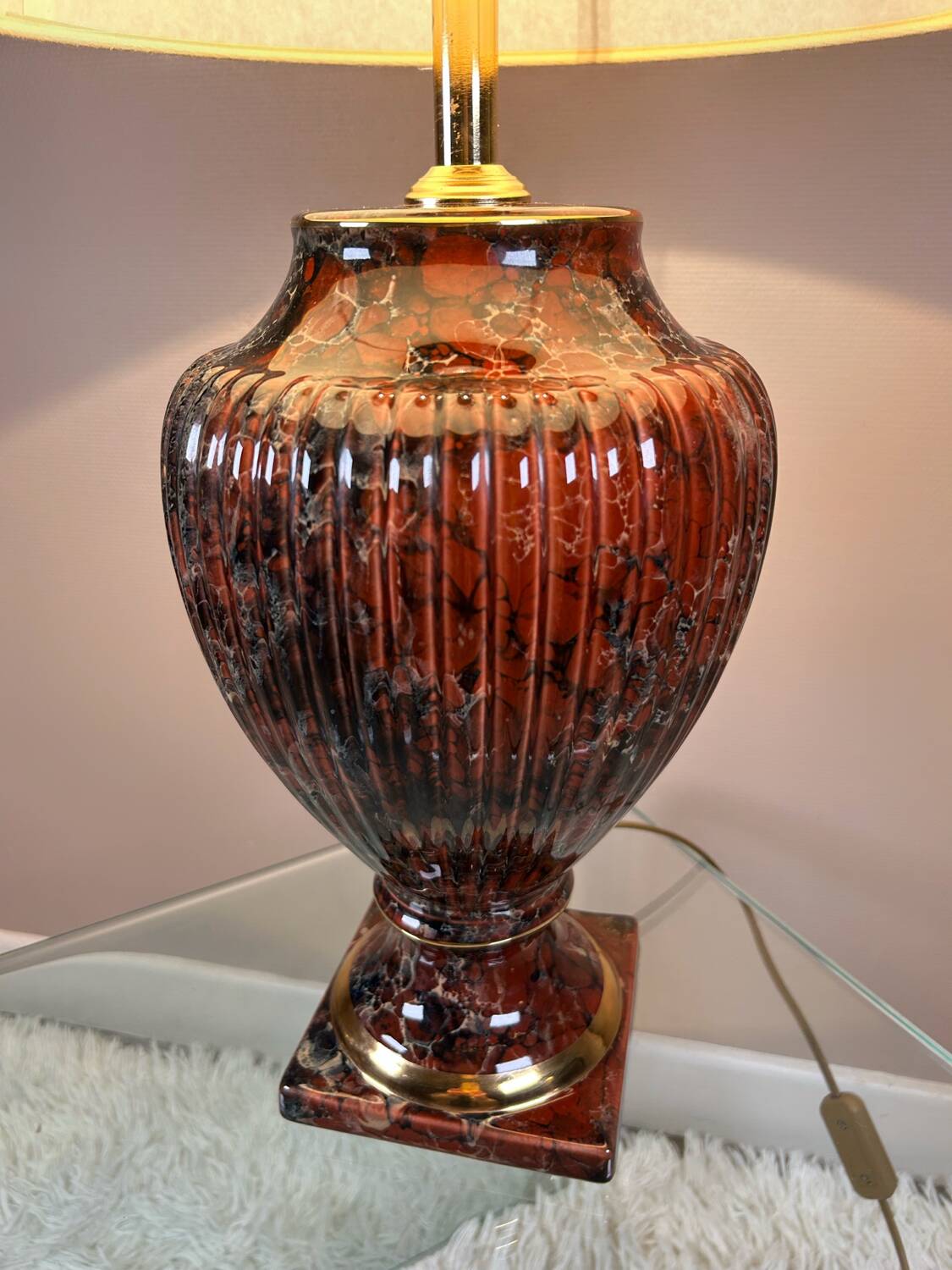 Luxury marbled ceramic lamp from the 80s
