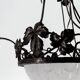 Wrought iron chandelier, tulips / pressed-molded glass bowl, Art Deco, 1930