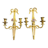 Pair of nineteenth century sconces in bronze and porcelain