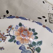Deep plate or dish in Gien earthenware, rooster and peonies model, numbered, 1930s