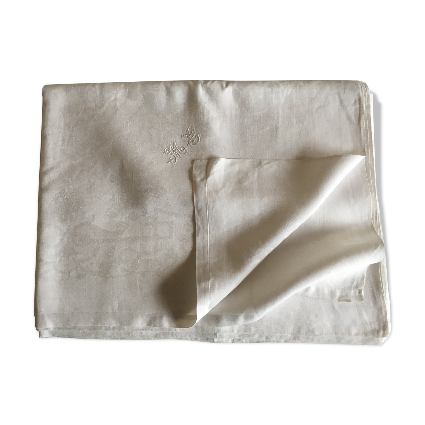 Silky linen damask slick early 20th length 3m