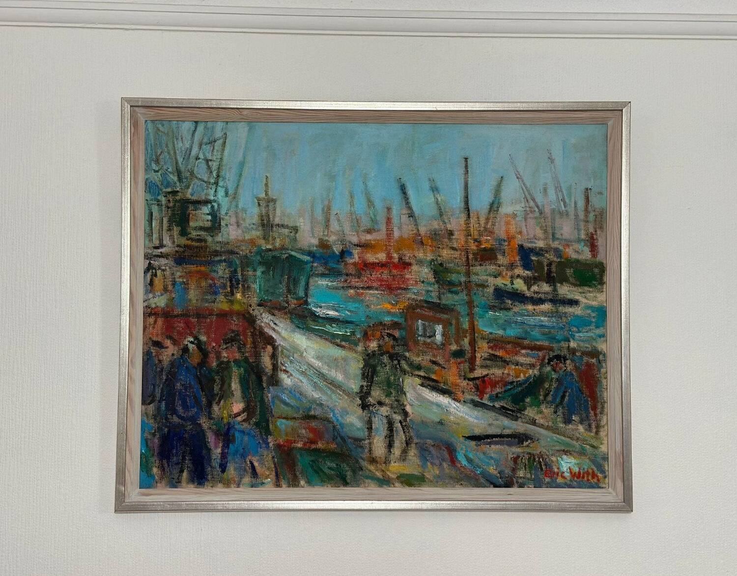 Swedish Oil on Canvas – “Port of Gothenburg” by Eric With