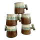 5 glazed and scarified ceramic cups
