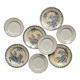 4 assiettes terre de fer gien chardon + 4 petites assiettes dépareillées grès tulowice
