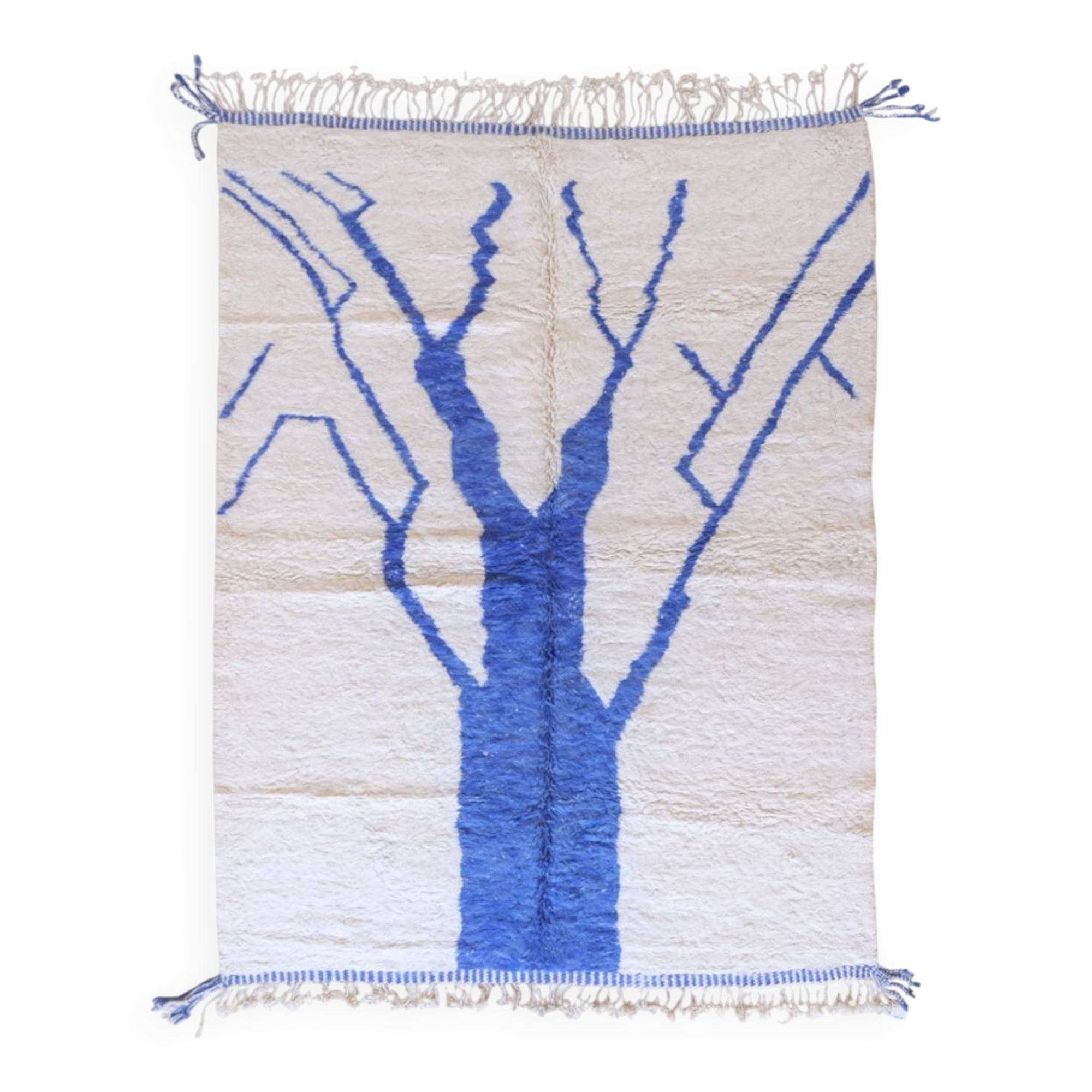 Blue and White Berber Rug - 345 x 252 cm