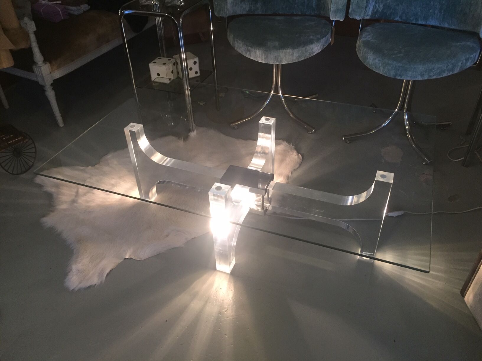 Light of the 1970s glass coffee table