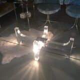 Light of the 1970s glass coffee table