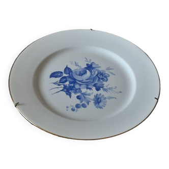 decorative plate blue flowers limoge with mounting support
