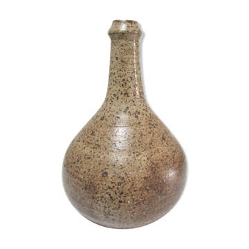 Vase soliflore pansu grès pyrité signé