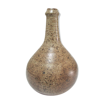 Vase soliflore pansu grès pyrité signé
