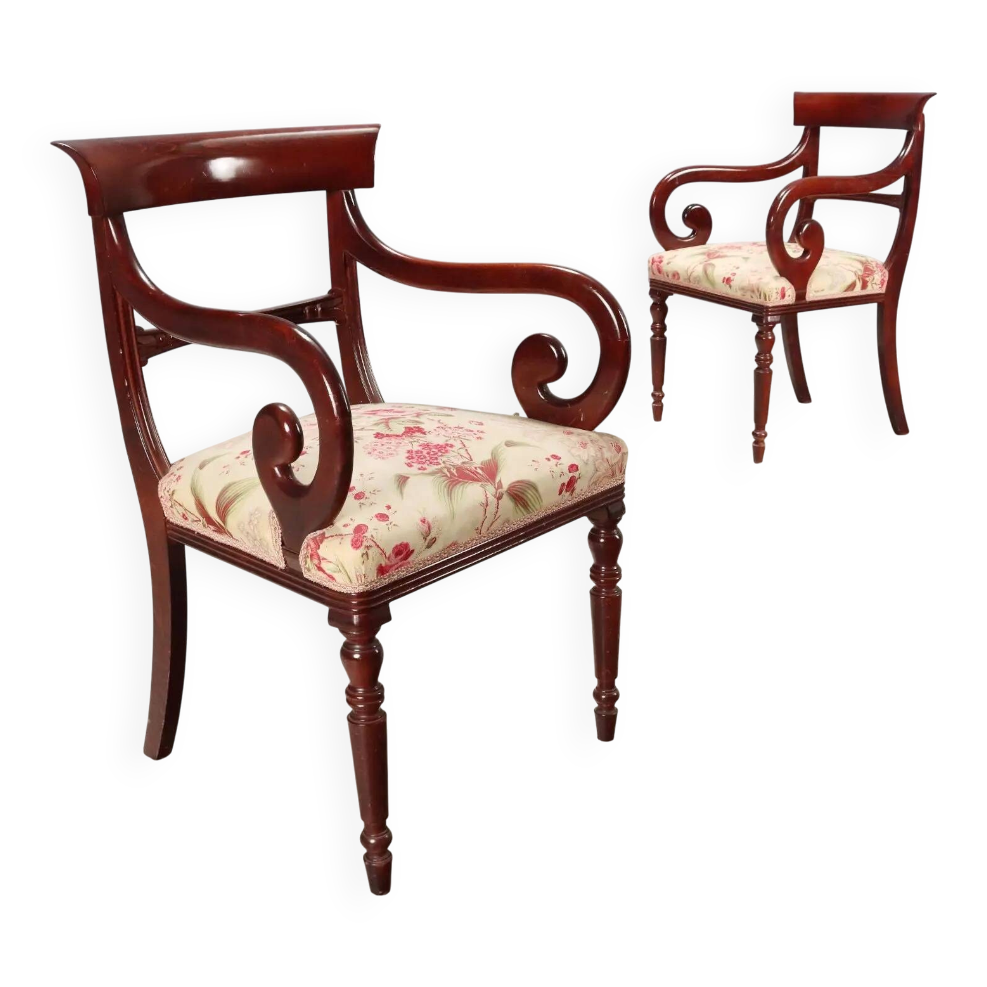 Antique Louis-Philippe armchairs in painted beech, 20th century