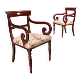 Fauteuils anciens Louis-Philippe en hêtre peint, XXe siècle