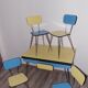 Table et 4 chaises en formica avec pieds eiffels vintage Sif