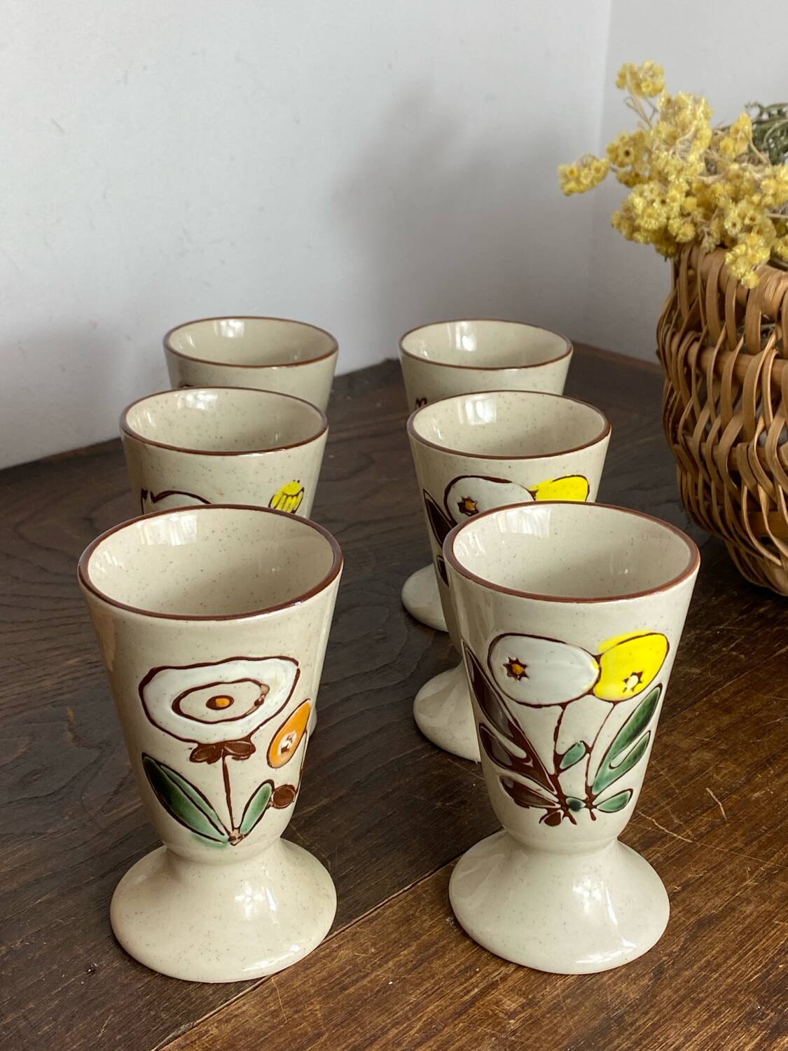 Six stoneware mazagrans