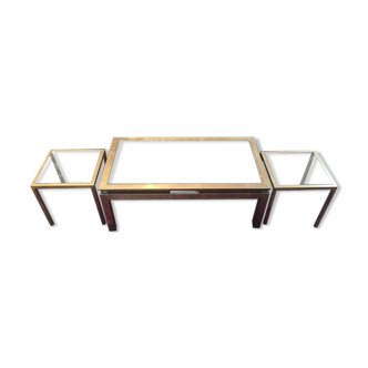 Trio of brass coffee tables