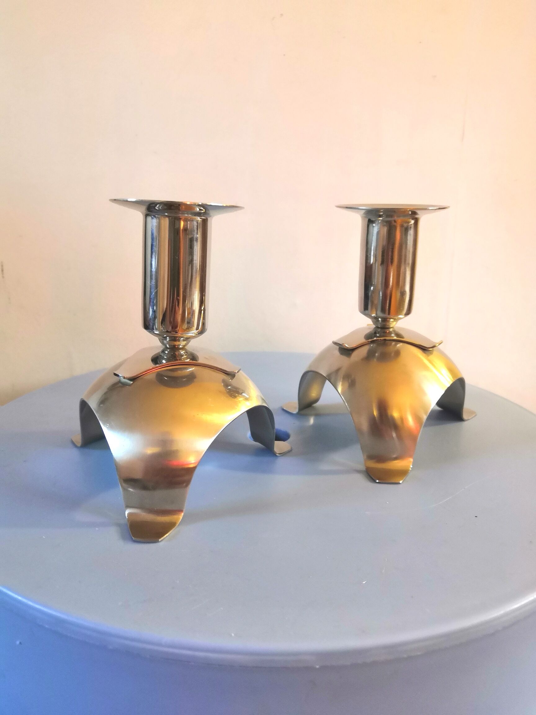 Pair of bouillet Bourdelle design candle holders, Lyon, 70s