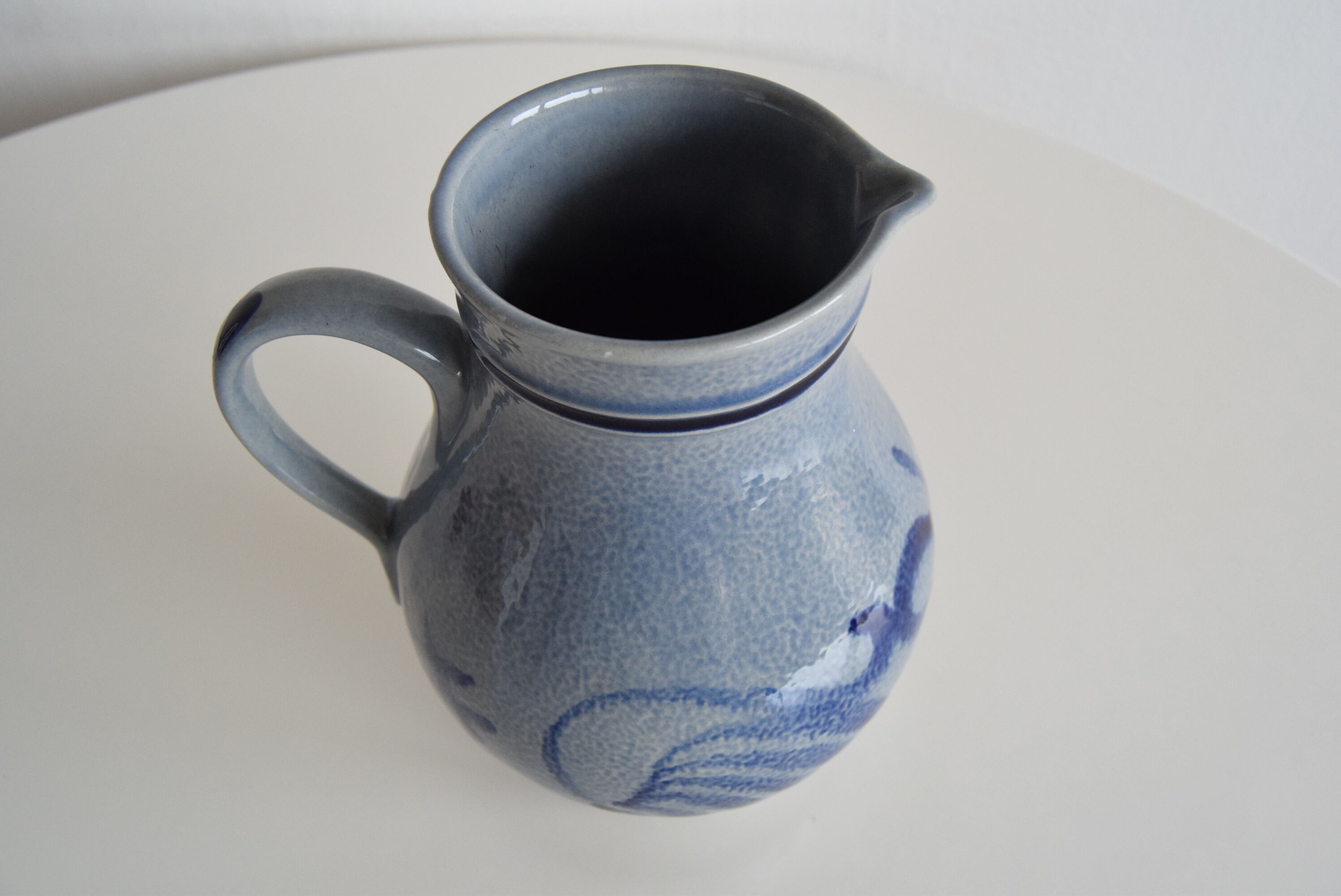 Vintage earthenware Jug with Blue Salt Glaze/Marzi & Remi, 1960's.