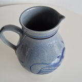 Vintage earthenware Jug with Blue Salt Glaze/Marzi & Remi, 1960's.