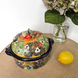 Old vegetable tureen in glazed terracotta