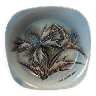 Vintage dish Kercy Quimper blue thistles