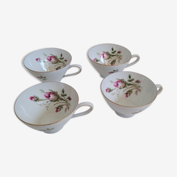 Set of 4 cups with rose Bavaria