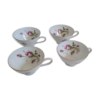 Set of 4 cups with rose Bavaria