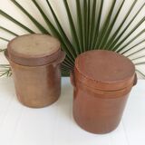 Old stoneware pot with lid